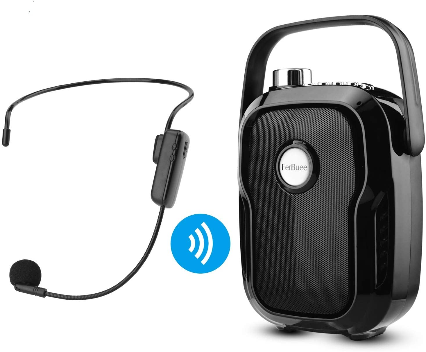 APEX Wireless Headset Microphone Bluetooth Portable Amplifier FM Radio with Rechargeable Wireless Headset Mic