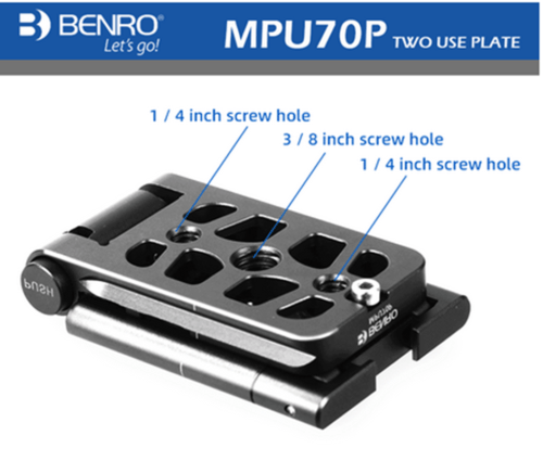 Benro MPU70P Multifunctional Quick Release Plate for Benro Arca Swiss ball head