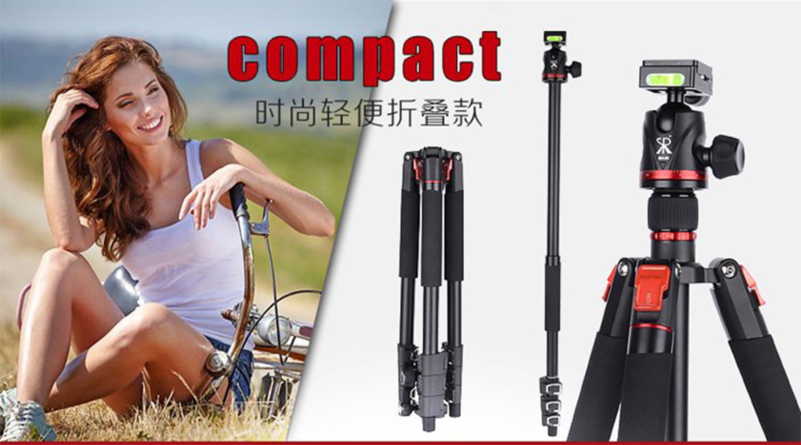 SYR-1254LB+BH36 Portable Tripod with Monopod Leg