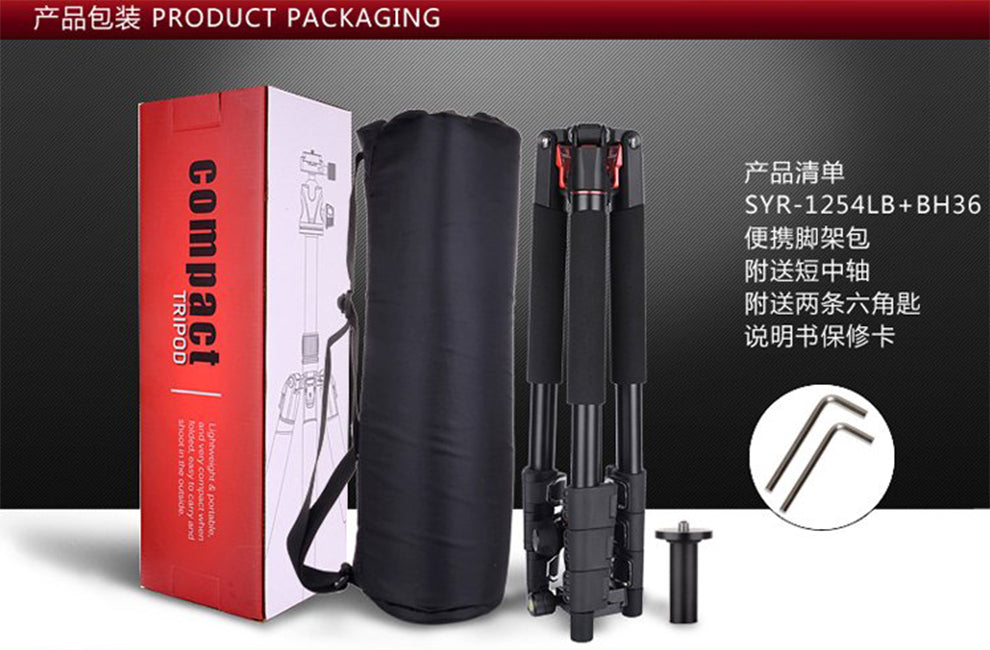 SYR-1254LB+BH36 Portable Tripod with Monopod Leg