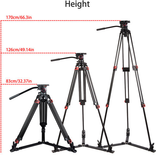 Miliboo MTT609B Professional Tripod and Fluid Head with Ground Spreader (Carbon Fiber)