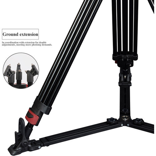 Miliboo MTT609B Professional Tripod and Fluid Head with Ground Spreader (Carbon Fiber)