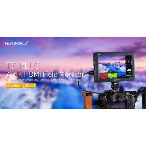 FeelWorld T7 Plus 7" IPS On-Camera Monitor with 3D LUT, Waveform &amp; Vectorscope