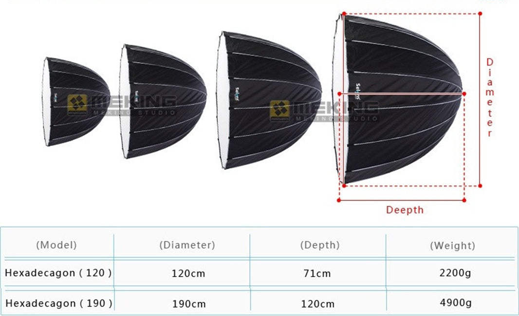 Selens HexaDecagon Deep Softbox with Grid 120cm / 190cm