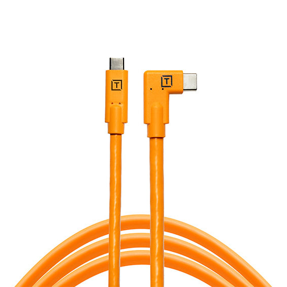 TetherPro USB-C to USB-C Right Angle Cable - 15 feet - Orange