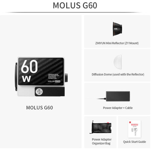 Zhiyun MOLUS G60 Bi-Color Pocket COB Monolight (Combo Set)