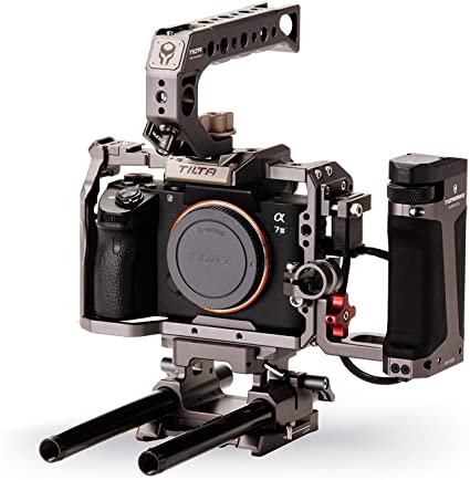 Tiltaing a7/a9 Series Kit C (Gray) | Full Camera Cage Compatible with Sony a7, a7 II, a7 III, a7S, a7S II, a7R, a7R II, a7R III, a9 | Handles, Run/Stop Cables, HDMI Adapter Included | TA-T17-C-G