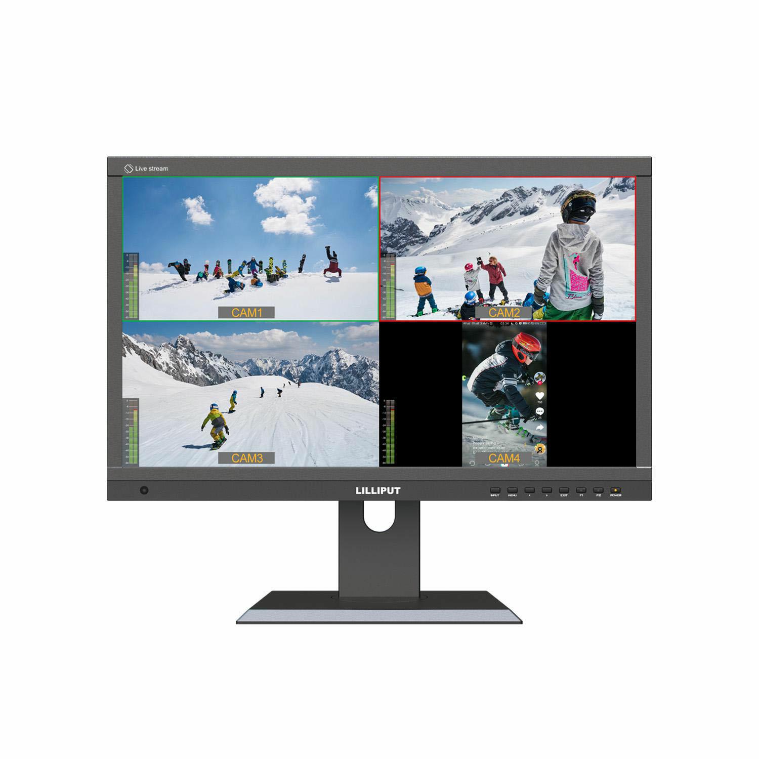 Lilliput PVM220S 21.5” Live Stream Quad Split Multiview Monitor with Vertical