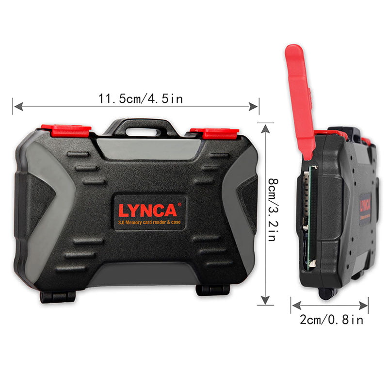 LYNCA Waterproof Memory Card Case with Built-In USB 3.0 Card Reader