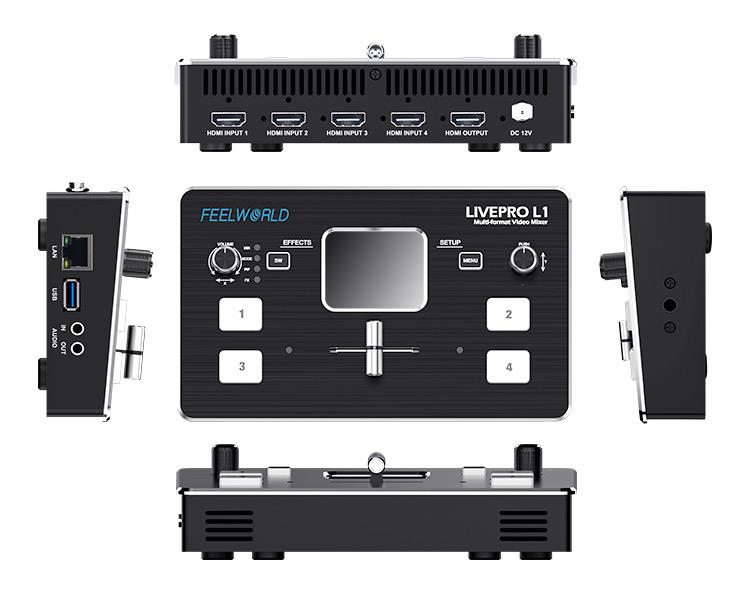 FEELWORLD LIVEPRO L1 MULTI CAMERA VIDEO MIXER SWITCHER 4 HDMI INPUT USB3.0 PRODUCTION LIVE STREAMING