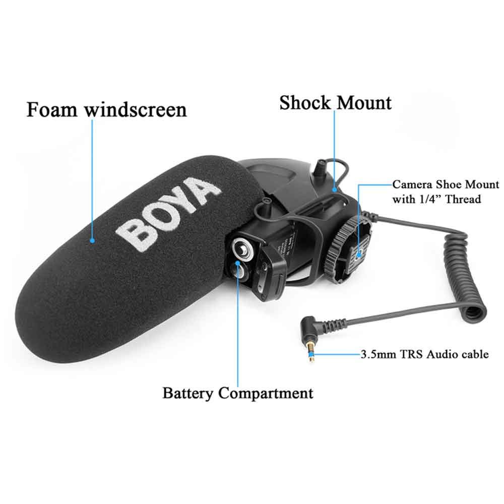 Boya BY-BM3031 Professional On-Camera Shotgun Microphone for DSLR Cameras, Video Cameras, Recorders