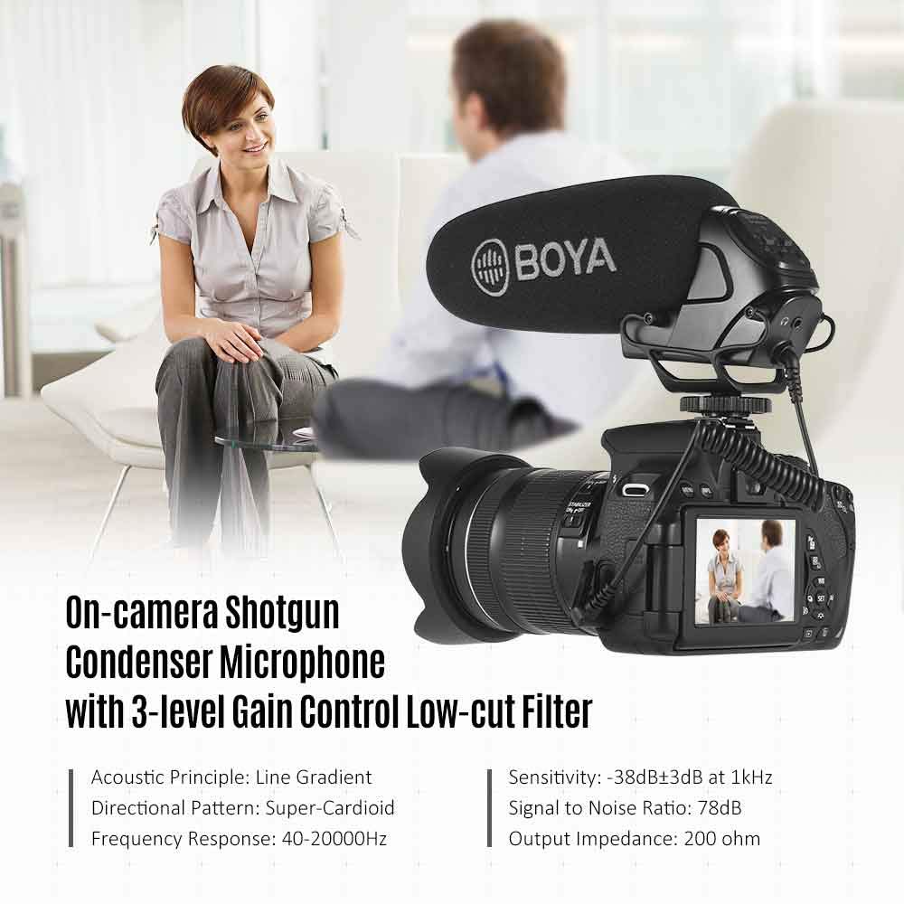 Boya BY-BM3031 Professional On-Camera Shotgun Microphone for DSLR Cameras, Video Cameras, Recorders