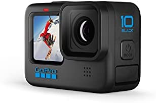 GoPro HERO10 Black - Waterproof Action Camera with Front LCD and Touch Rear Screens, 5.3K60 Ultra HD Video, 23MP Photos, 1080p Live Streaming, Webcam, Stabilization