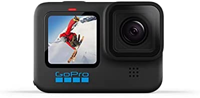 GoPro HERO10 Black - Waterproof Action Camera with Front LCD and Touch Rear Screens, 5.3K60 Ultra HD Video, 23MP Photos, 1080p Live Streaming, Webcam, Stabilization