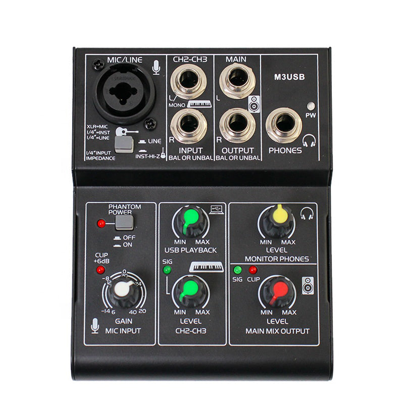 APEX 3 Channel USB Professional Audio Mixer Interface for Recording