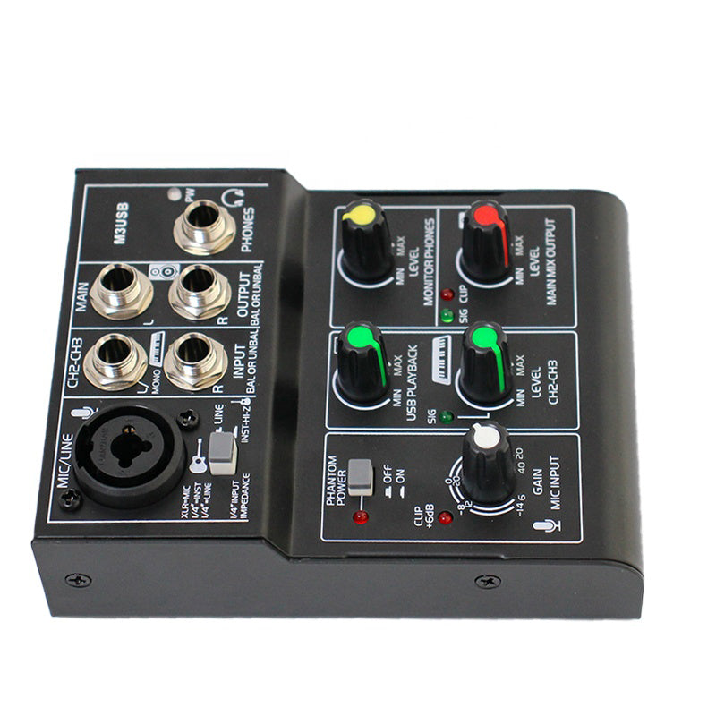 APEX 3 Channel USB Professional Audio Mixer Interface for Recording