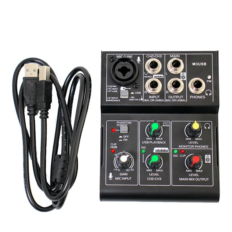 APEX 3 Channel USB Professional Audio Mixer Interface for Recording