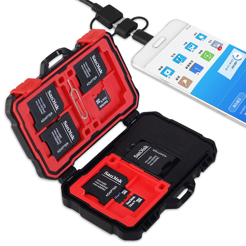 LYNCA Waterproof Memory Card Case with Built-In USB 3.0 Card Reader