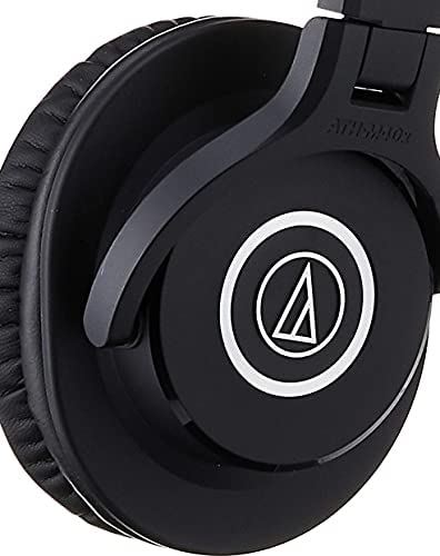 Audio-Technica ATH-M40x Professional Studio Monitor Headphone, Black, with Cutting Edge Engineering, 90 Degree Swiveling Earcups, Pro-grade Earpads/Headband, Detachable Cables Included