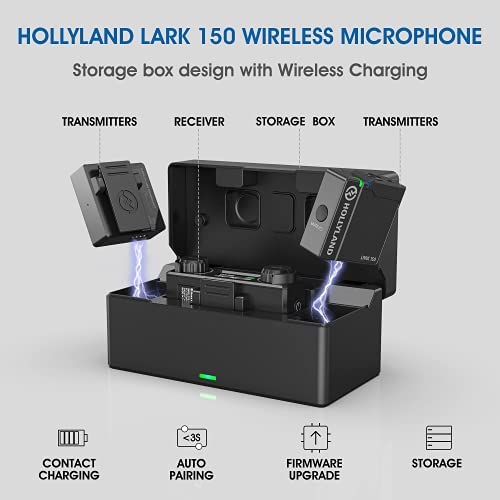 Hollyland Lark 150 Wireless Microphone 2.4G Dual Channel Charging Case