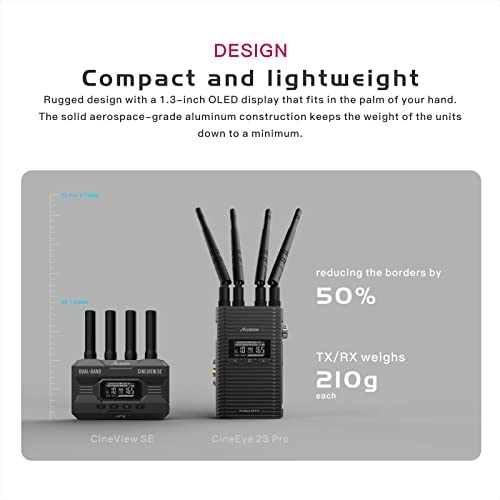 Accsoon CineView SE Wireless Video Transmitter and Receiver,Dual-Band Transmission,Range of 1200 ft/350m,Latency 0.05s&amp;1080P HD Video , HDMI and SDI,Support 4 Devices