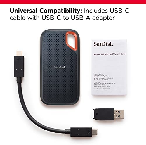 SanDisk 1TB Extreme Portable SSD - Up to 1050MB/s - USB-C, USB 3.2 Gen 2 - External Solid State Drive - SDSSDE61-1T00-G25