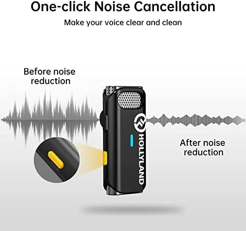 Hollyland Lark M1 Wireless Lavalier Microphone Compatible with iPhone Android Camera, 650ft 8h Noise Reduction Lapel Mic for Interview Live Stream Video Recording Vlog, 2TX+1RX+Charging Case, Black