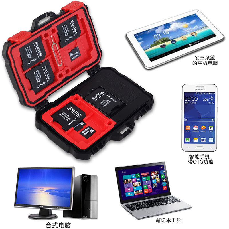 LYNCA Waterproof Memory Card Case with Built-In USB 3.0 Card Reader