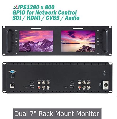 Seetec Dual 7" 3RU IPS 1280x800 Broadcast LCD Rack Mount Monitor with 3G-SDI, HDMI, AV input and output D71