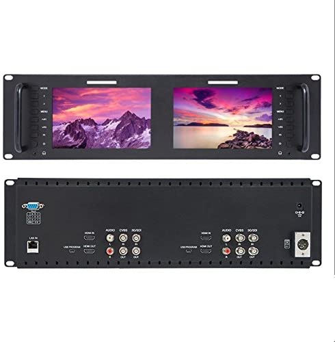 Seetec Dual 7" 3RU IPS 1280x800 Broadcast LCD Rack Mount Monitor with 3G-SDI, HDMI, AV input and output D71