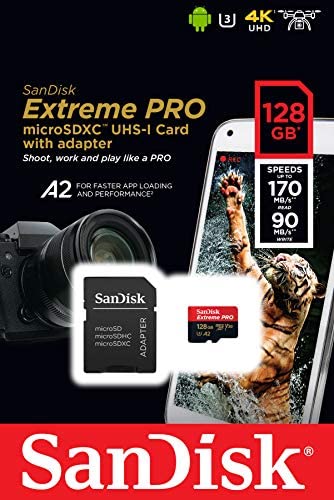 SanDisk Extreme Pro SDXC UHS-I U3 A2 V30 128GB + Adapter, SDSQXCY-128G-GN6MA