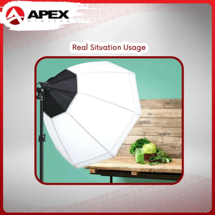 Apex Octagonal Softbox 70CM Photography Studio Lighting Kits Continuous Light System with 2 150 Watts Bulb