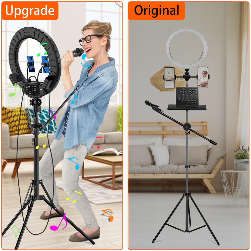 Pixco RL-495S 18'' LED Ring Light Built-in Live Sound Card With Stand Kit