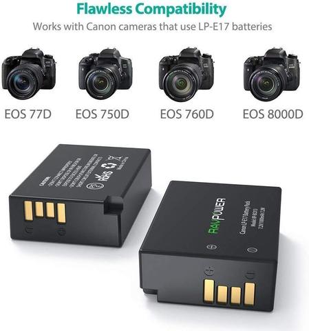 RAVPower Canon LP-E17 2pcs Battery + Charger