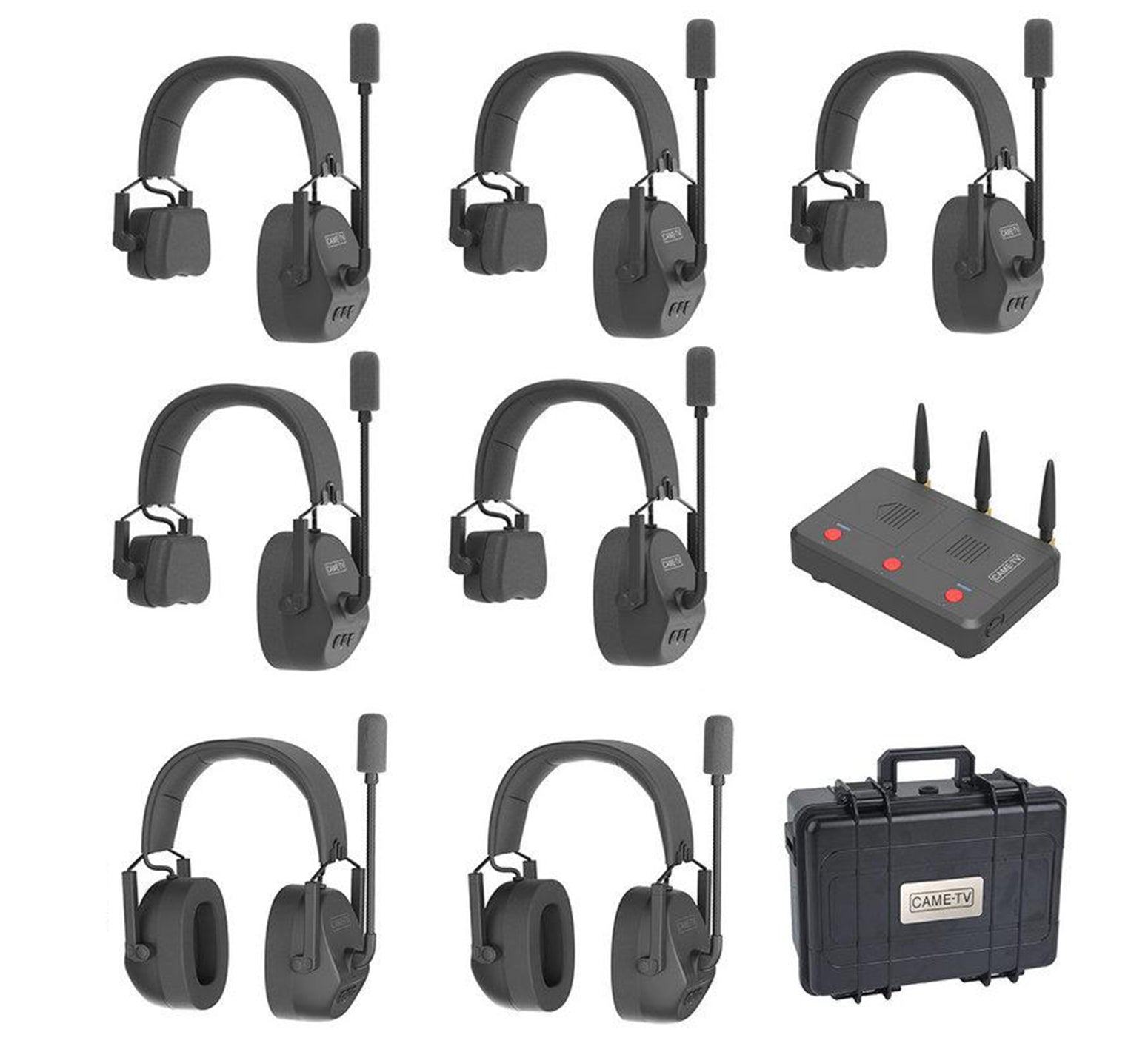 CAME-TV KUMINIK8 Waero Duplex Digital Wireless Headset Hardcase 7 Pack (5 Single Ear / 2 Dual Ear)