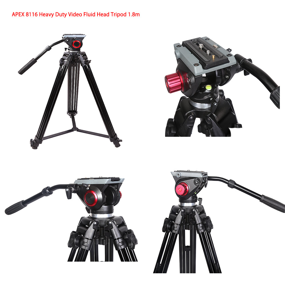 APEX 8116 Heavy Duty Video Fluid Head Tripod 1.8m