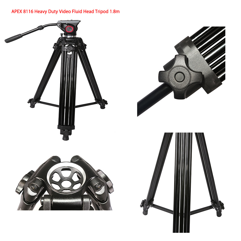 APEX 8116 Heavy Duty Video Fluid Head Tripod 1.8m