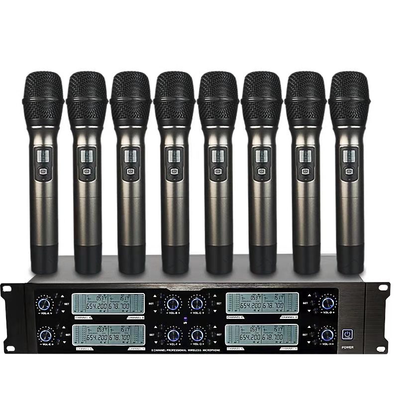 APEX 8 Channel Wireless Handheld UHF Microphone System for Conferences Meetings