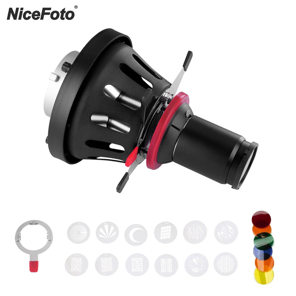 NiceFoto SN-29 Pro Optical Conical Snoot Focalize Condenser Cylinder Bowens 85mm EF-Mount