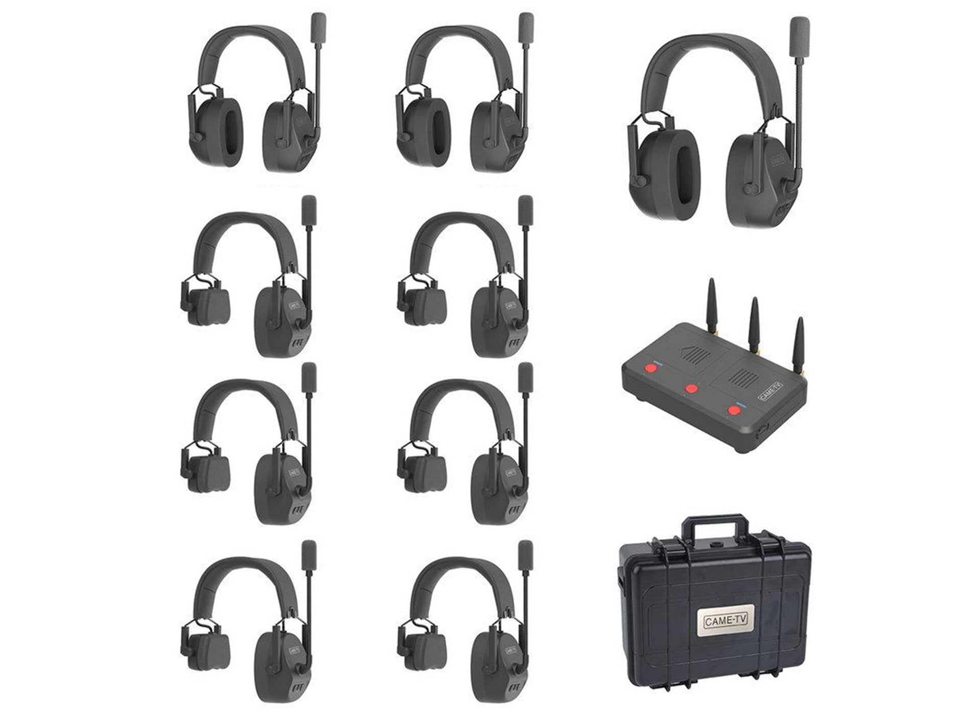 CAME-TV KUMINIK8 Waero Duplex Digital Wireless Headset Hardcase 9 Pack (6 Single Ear / 3 Dual Ear)