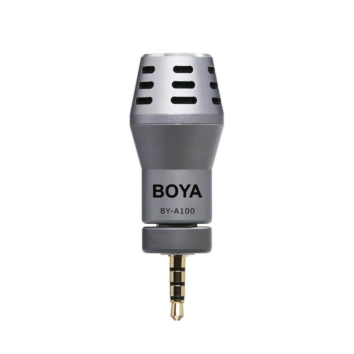 Boya BY-A100 Omni-Directional Calibrated TRRS Condenser Microphone for DJI Osmo Gimbal Stabilizer Handheld 4K Camera Apple iPhone, iPod Touch, iPad (Grey) With Case