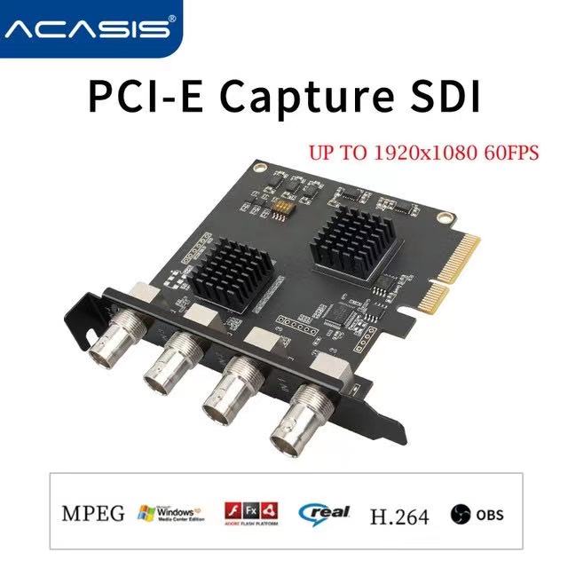 Acasis Quad SDI Capture Card 4 Channel PCIe Video Capture Card 1080P 60FPS Capture Device