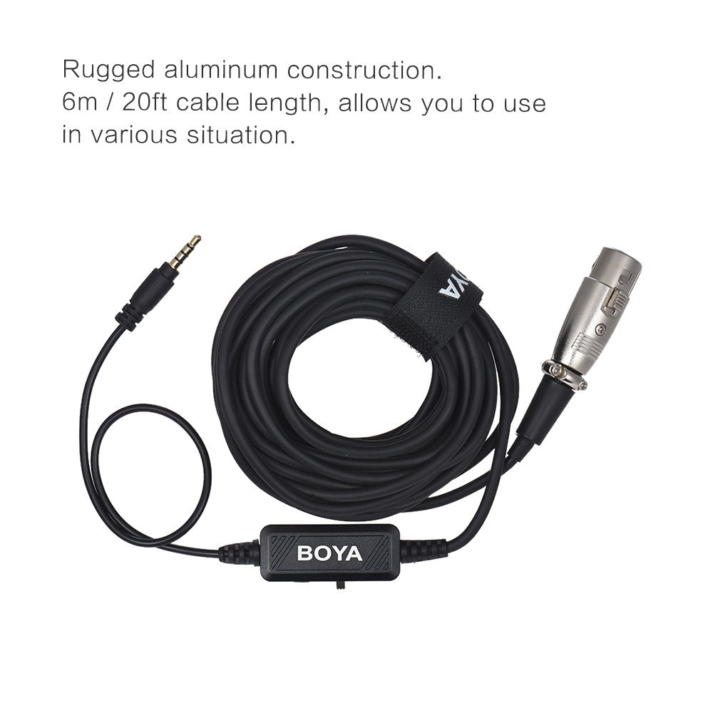 Boya BY-BCA6 XLR to 3.5mm Plug Microphone Cable for iPad iPhone iPod Touch and Other Mobile Devices