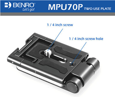 Benro MPU70P Multifunctional Quick Release Plate for Benro Arca Swiss ball head