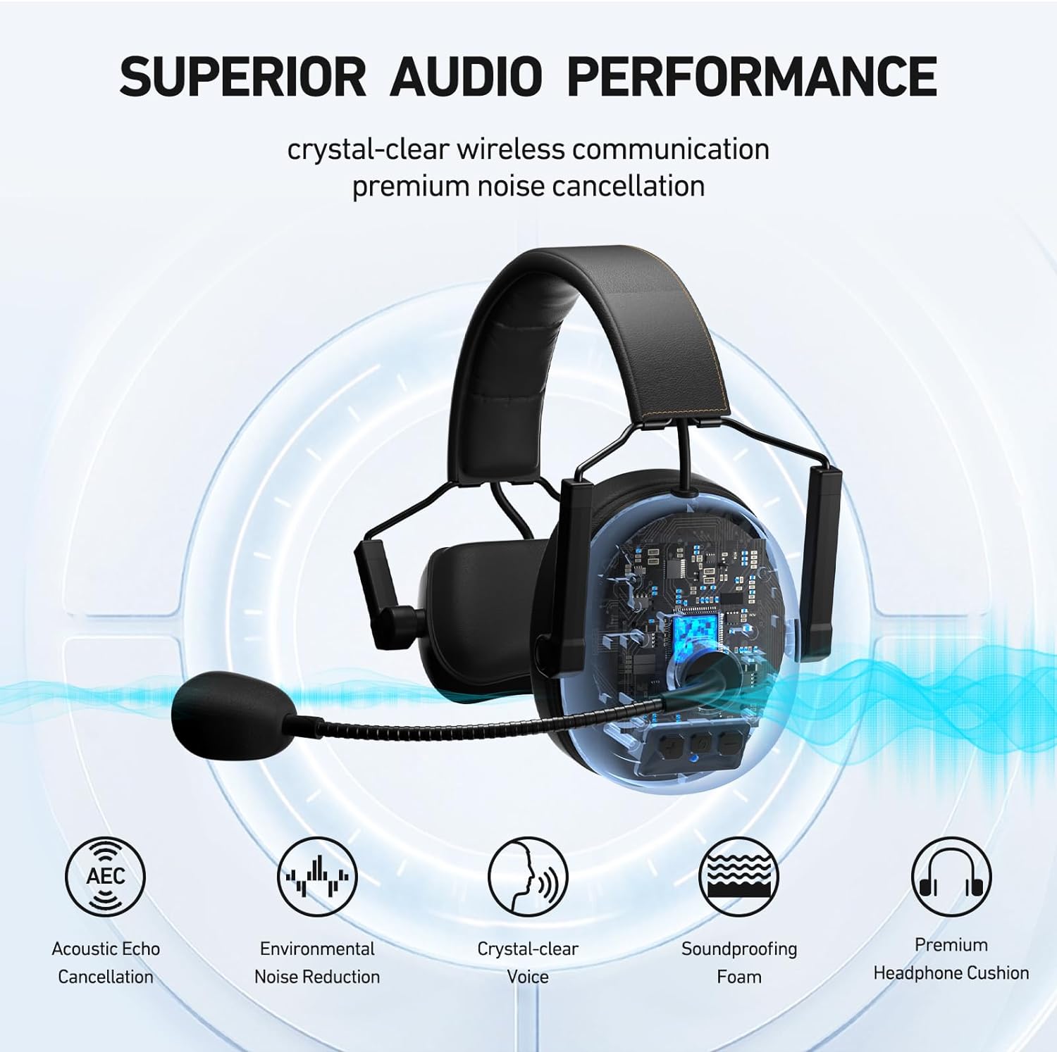 CAME-TV KUMINIK8 Duplex Digital Wireless Intercom Headset Distance up to 1500ft (450 Meters) with Hardcase - Single Ear 9 Pack