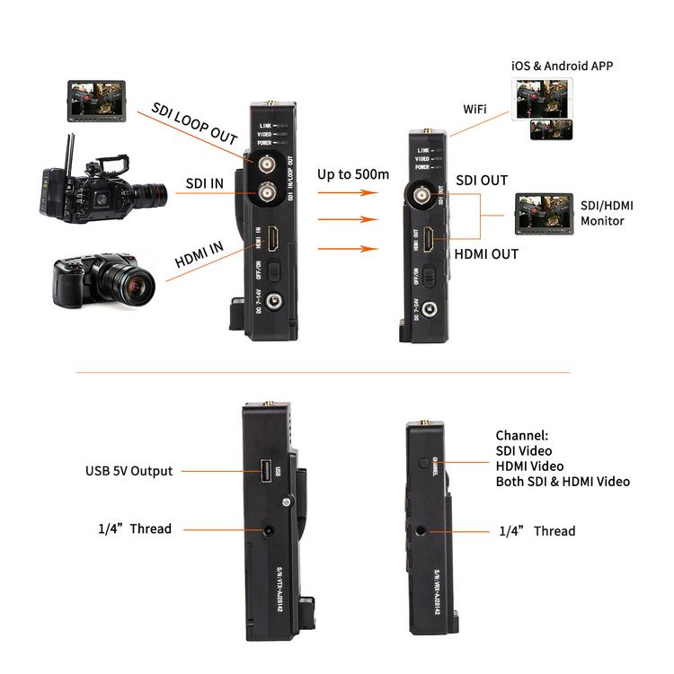 CAME-TV Crystal V Wireless HDMI SDI Transmitter and Receiver 500 Meters