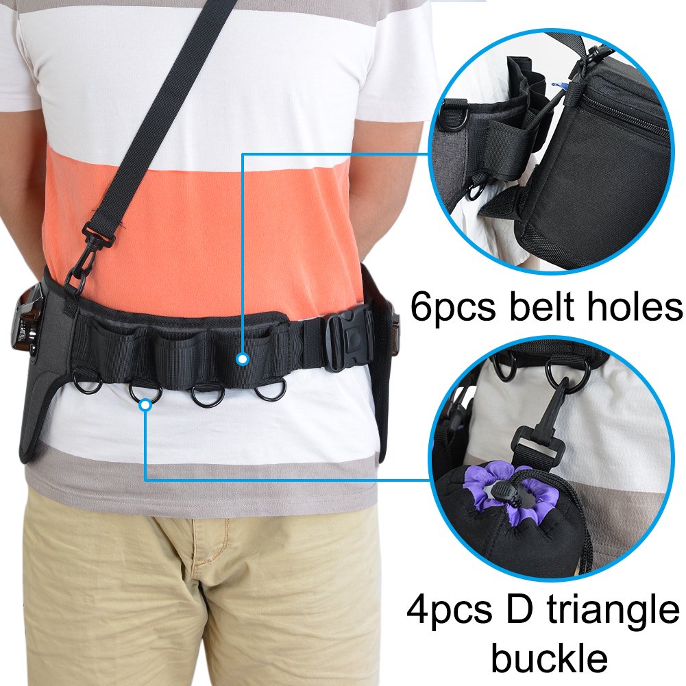 Caden Universal Camera Waist Belt Waistband Strap Holder Holster with 2 Removable Metal Buckle Clip