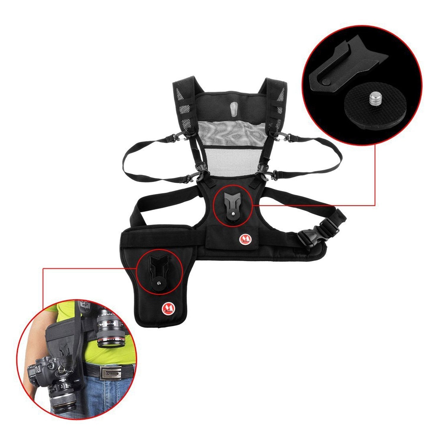 MICNOVA MQ-MSP01 Multi-Functional Vest Holster for 2 Cameras