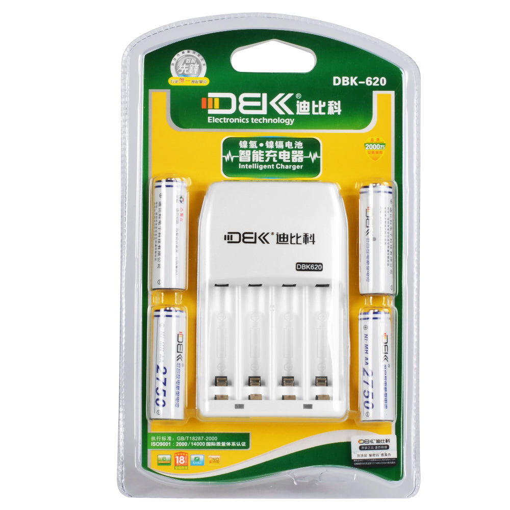 DBK 4pc 2750mah NI-MH AA Battery with Smart Charger