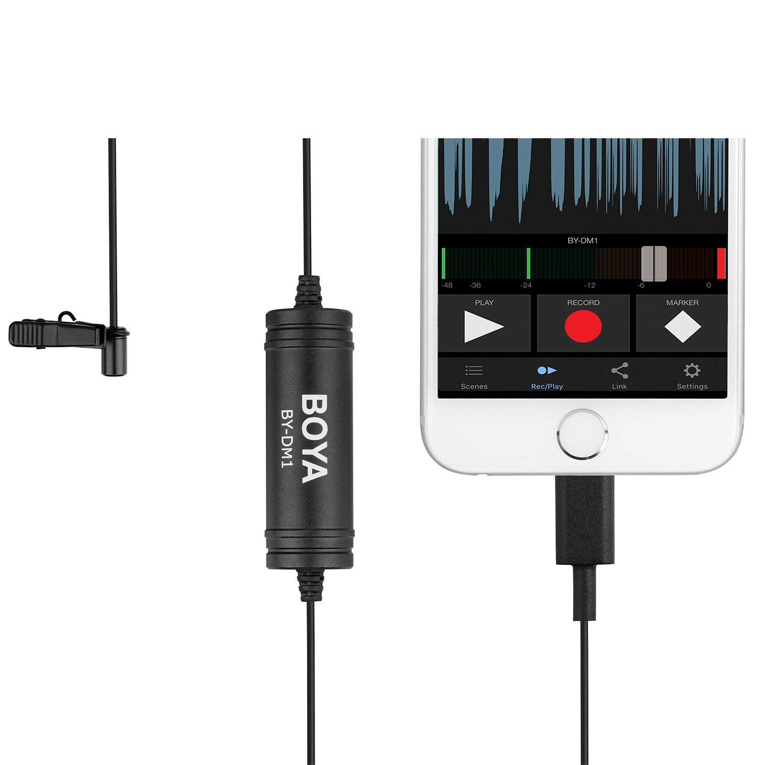 Boya BY-DM1 Lavalier Microphone Lapel Clip-on Mic with IOS Interface Plug Input